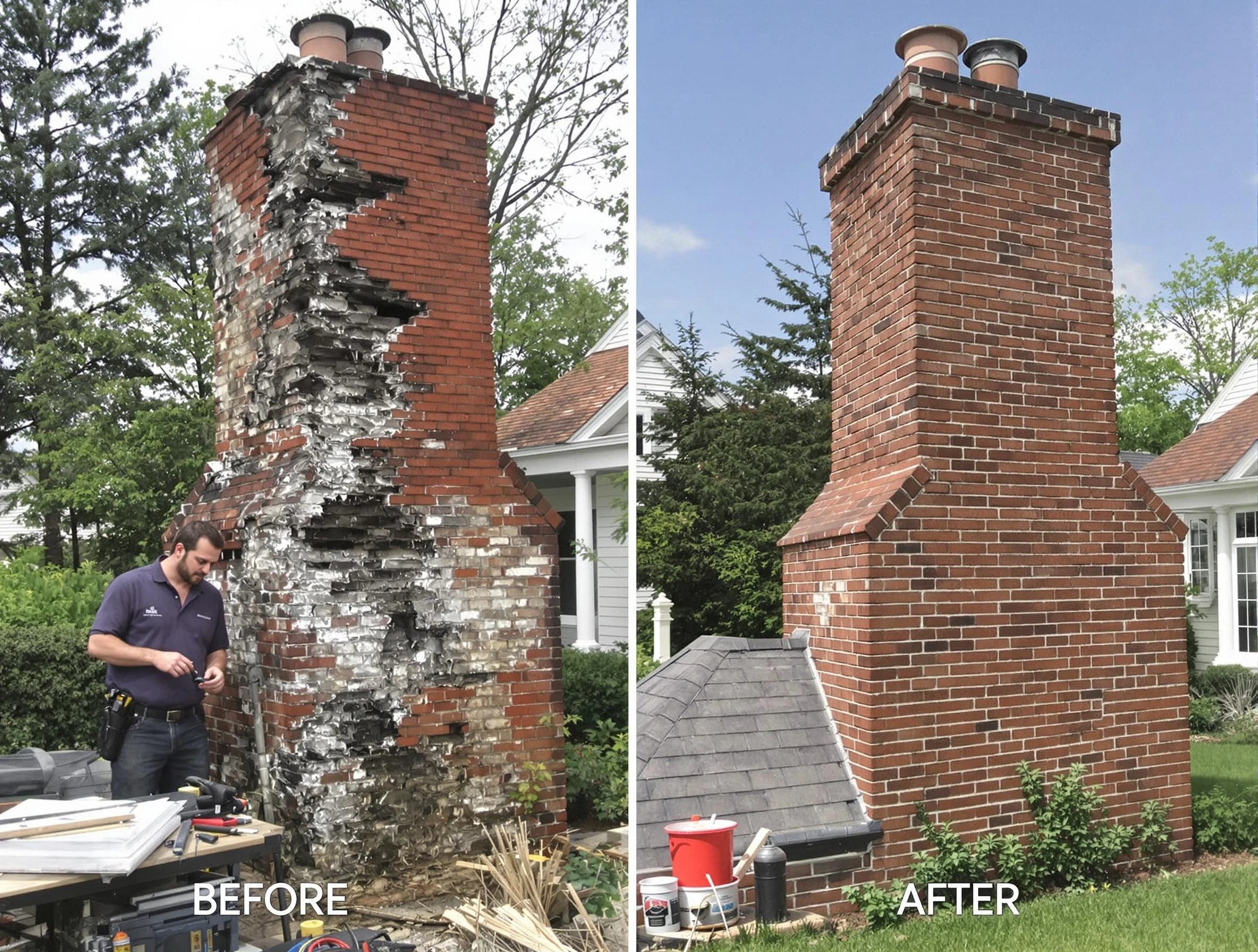 Rostraver Chimney Sweep performing a full chimney restoration in Rostraver, PA