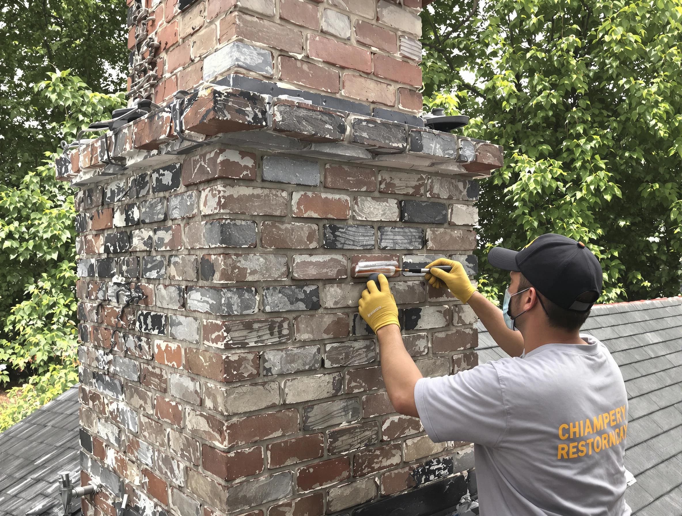 In-progress chimney restoration by Rostraver Chimney Sweep in Rostraver, PA