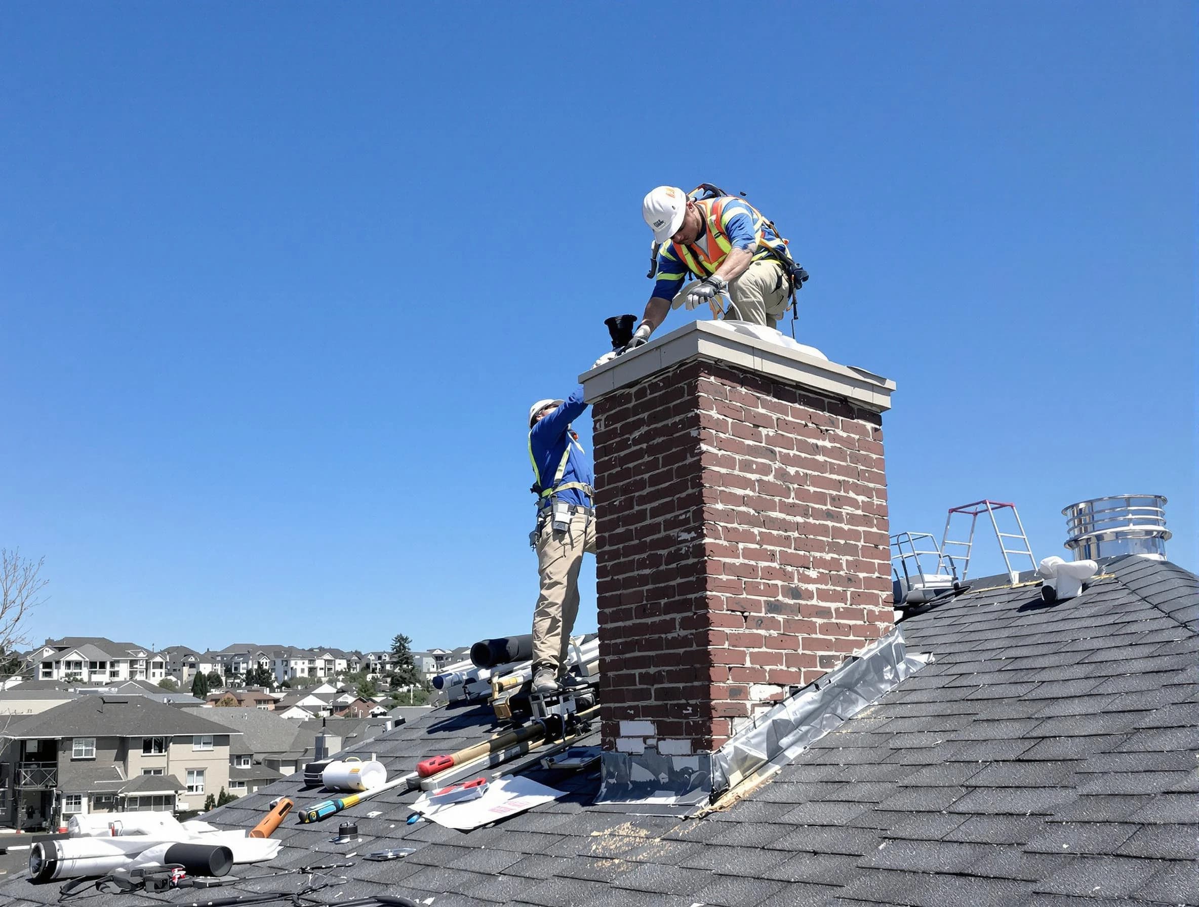 Rostraver Chimney Sweep repairing a chimney crown in Rostraver, PA