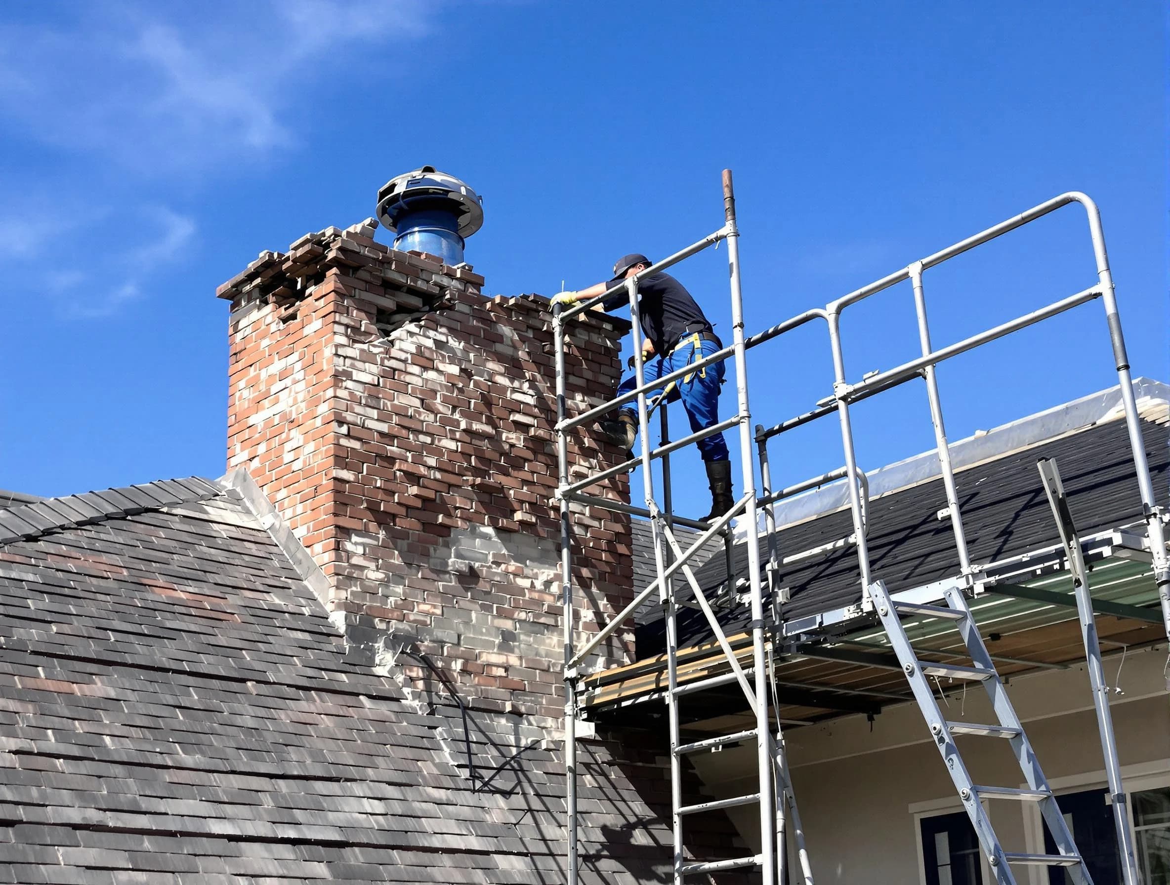 Rebuilding a chimney structure by Rostraver Chimney Sweep in Rostraver, PA