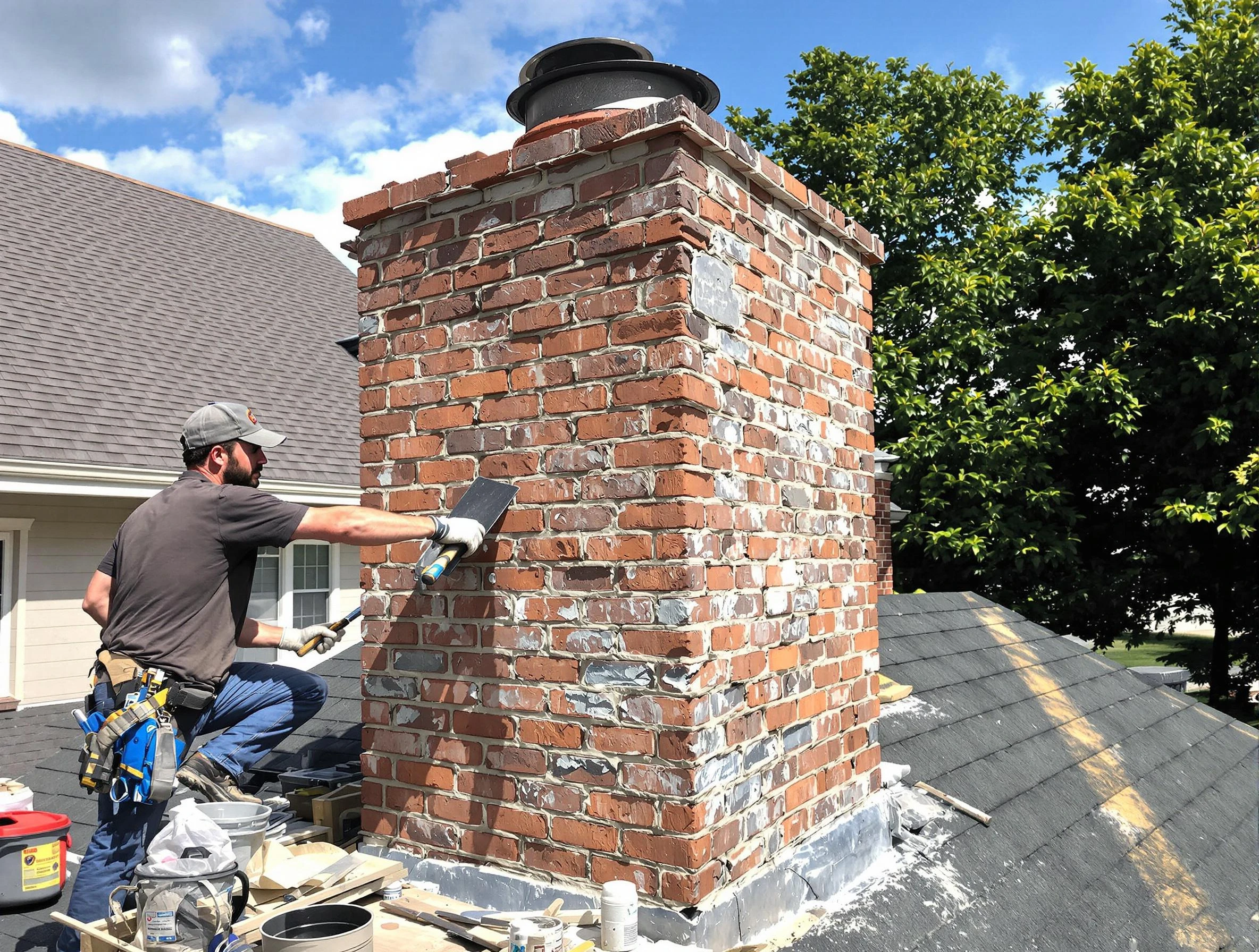 Completed chimney rebuild by Rostraver Chimney Sweep in Rostraver, PA