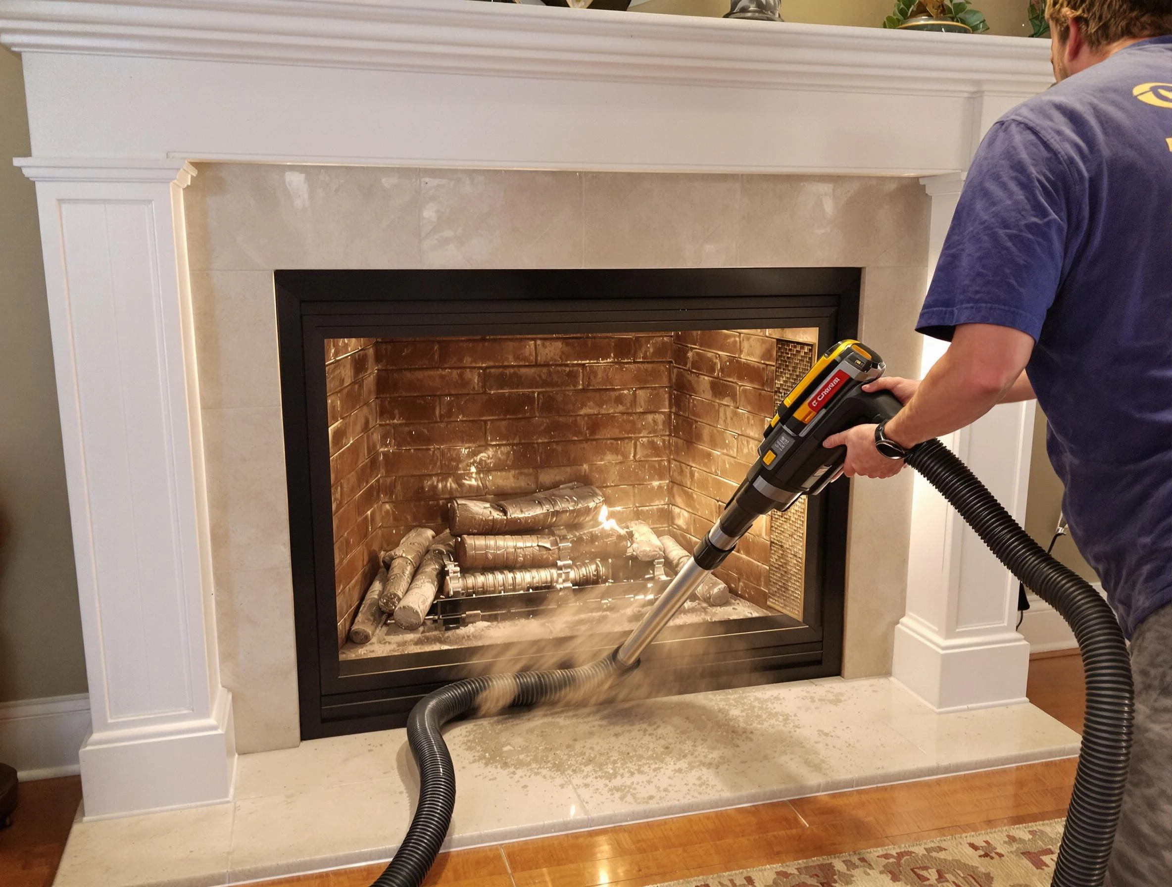 Fireplace cleaning performed by Rostraver Chimney Sweep in Rostraver, PA