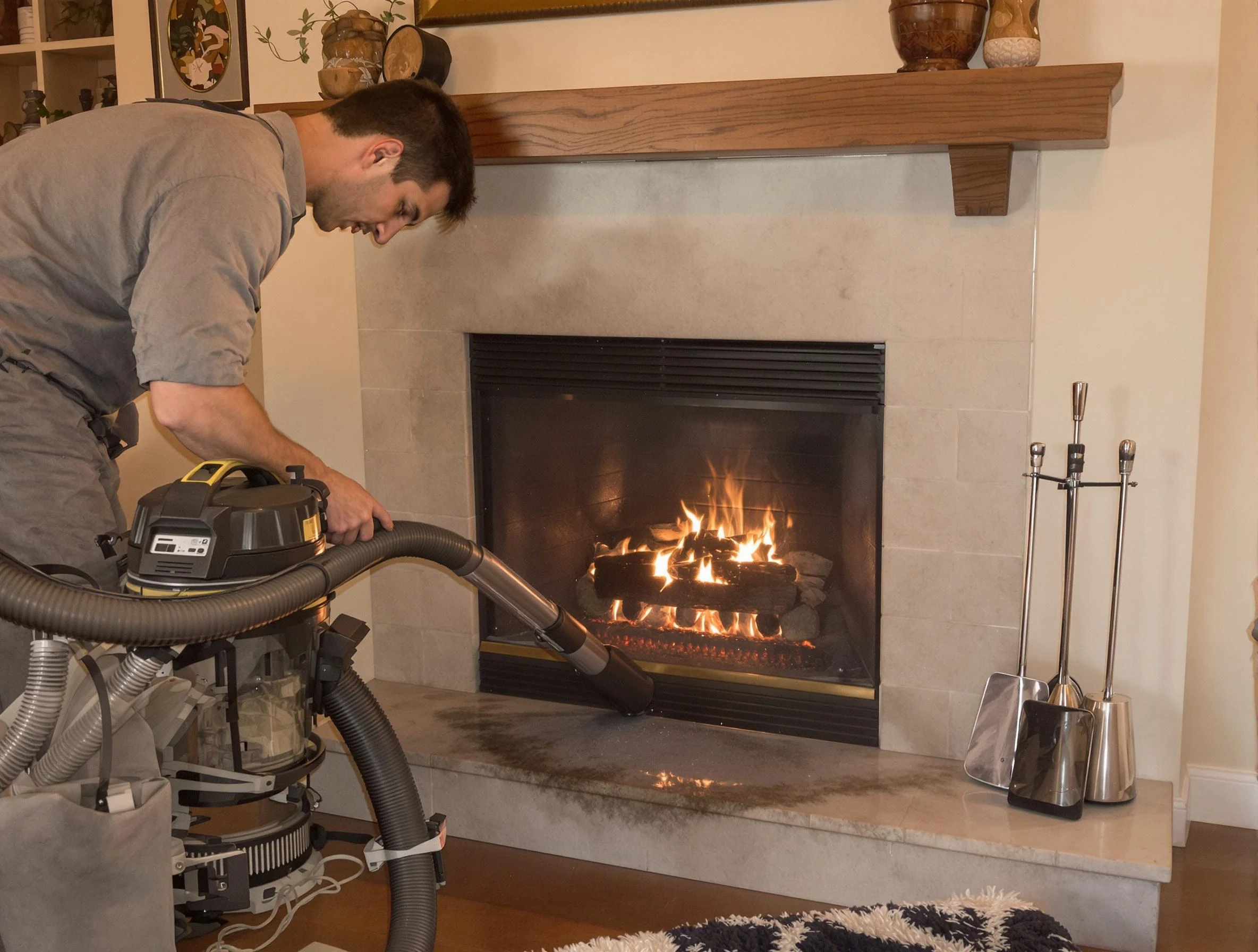 Routine fireplace upkeep by Rostraver Chimney Sweep in Rostraver, PA